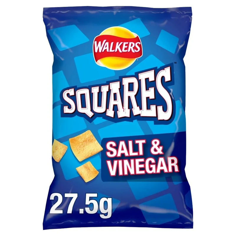 Walkers Squares Salt & Vinegar Snacks Crisps 27.5g pack of 32