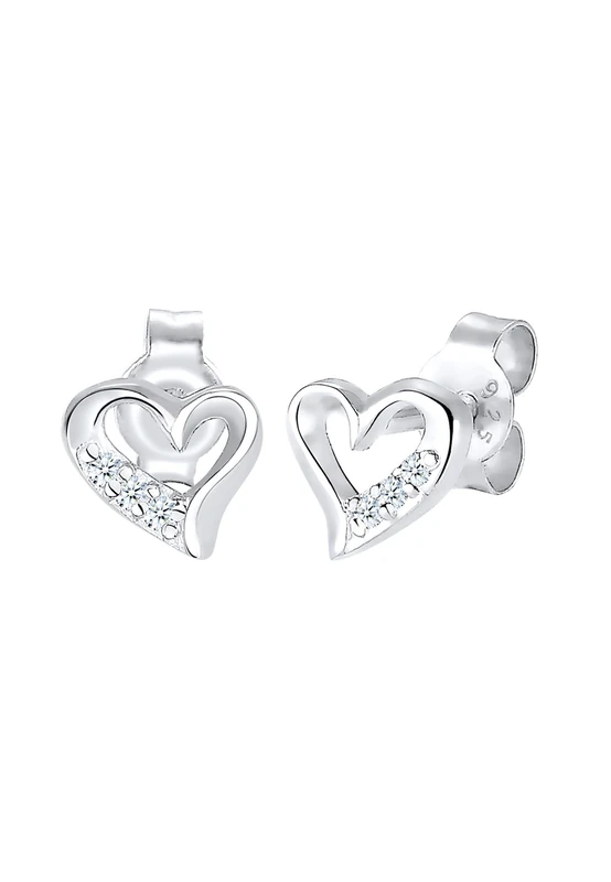 Elli DIAMONDS Earrings Women Heart Motif Elegant with Diamond (0.06 ct.) in 925 Sterling Silver