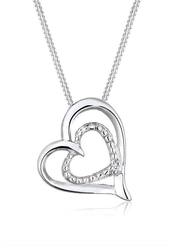 Elli DIAMONDS Necklace Women Heart Proof of Love with Diamond (0.015 ct.) in 925 Sterling Silver