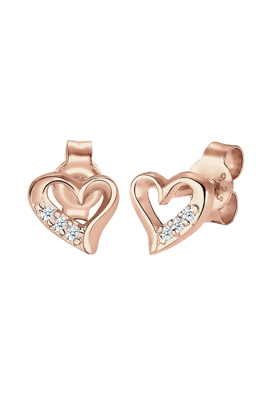 Elli DIAMONDS Earrings Women Heart Earstuds Love with Diamond (0.03 ct) in 925 Sterling Silver