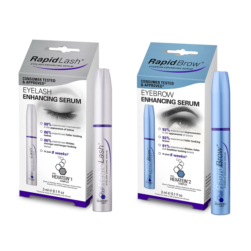 RapidLash Bundle - 1 x RapidBrow Eyebrow Enhancing Serum & 1 x RapidLash Eyelash Enhancing Serum, 3 ml (Pack of 2)