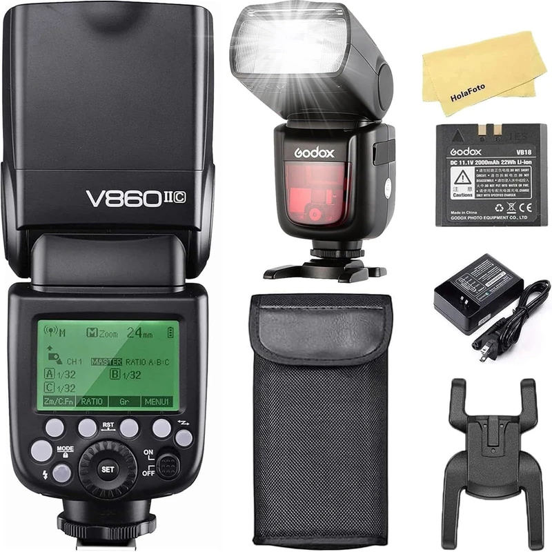 Godox V860II Kit Flash Speedlite for Canon DSLR with Wireless X System, LCD Display – Black