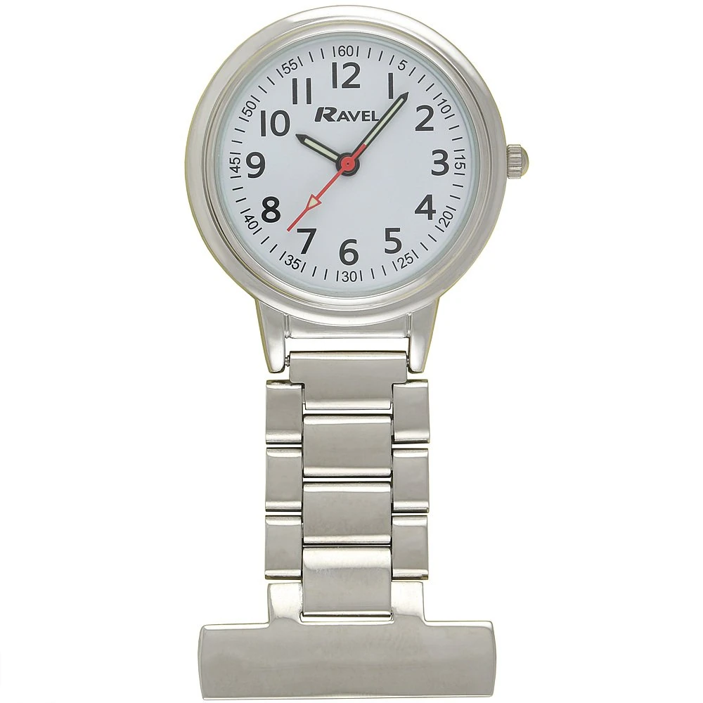 Ravel - Classic Easy Read Nurses Fob Watch - Analogue Quartz - R1101.10 - Silver Tone