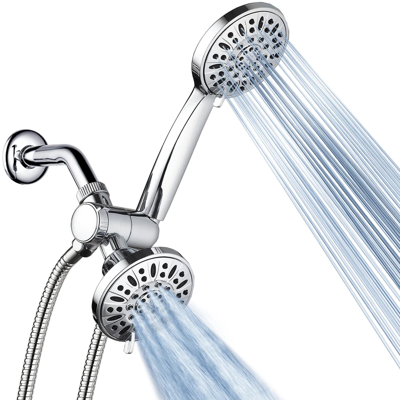 AquaDance High Pressure 3-Way Twin Shower Combo Lets You Enjoy Two 4-Inch 6-Setting Showers Separately or Together! Officially Independently Tested to Meet Strict US Quality & Performance Standards! - Image 1