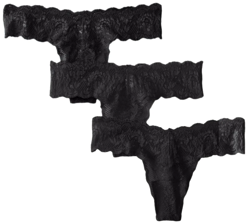 Cosabella Women's Never Say Never Cutie 3 Pack Low Rise Thongs, Black/Black/Black, One Size