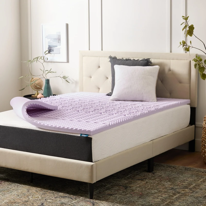 LUCID Mattress Topper, Foam, Lavender, King
