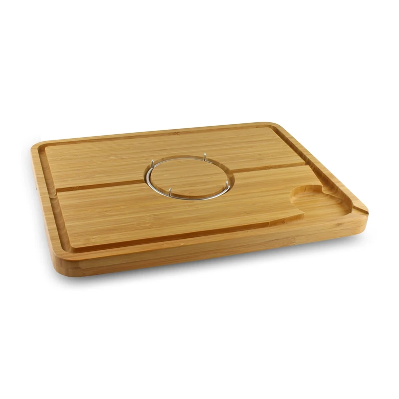 Rockingham Forge Deluxe Spiked Bamboo Wooden Carving Board with Spikes, Juice Grooves & Reservoir - Non-Slip Cutting Board for Meat, Roasts & Joints 48 x 36cm