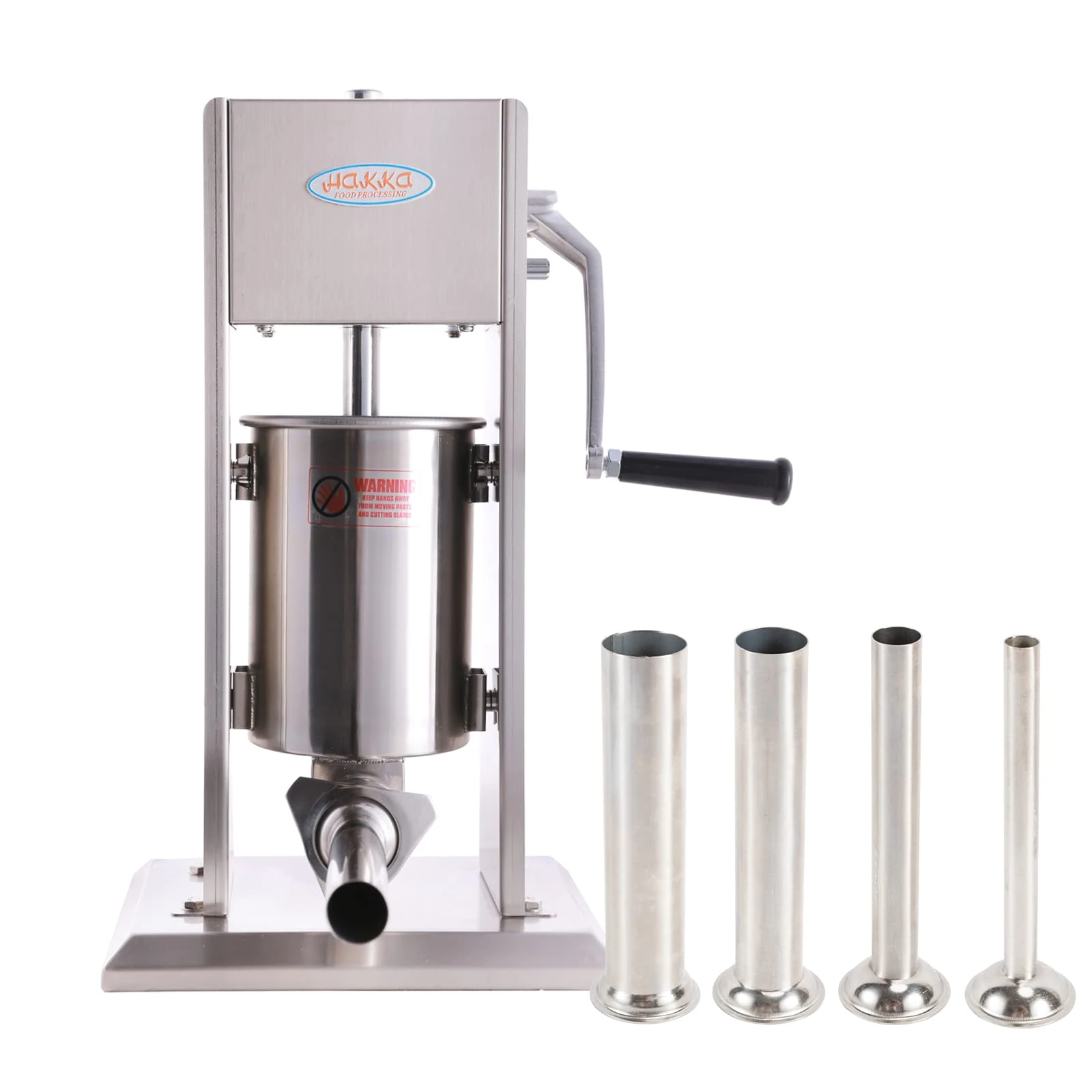 Hakka 5L/11LB Sausage Stuffer, Manual Sausage Maker Machine Filler Meat Stuffer 2 Speed Stainless Steel All Coverage Vertical Sausage Roll Making Machine with 4 S/S Filling Funnels