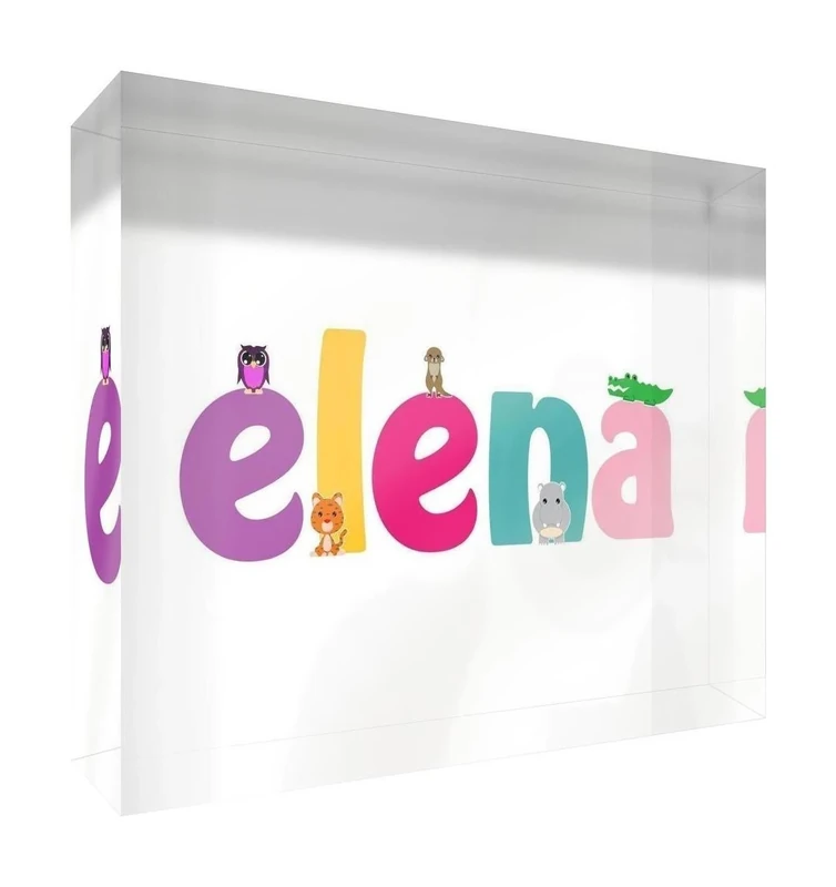 Little Helper Framed Box Canvas with Solid Wooden Surround in Cute Illustrative Design, Girl's Name (34 x 88 x 3 cm, Large, White, Ella)