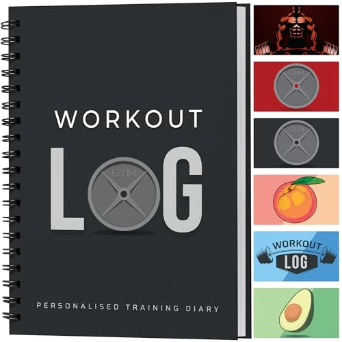 Workout Planner for Daily Fitness Tracking & Goals Setting - A5 Size, 6” x 8”, Charcoal Grey - Improved Thicker Cover - Men & Women Personal Home & Gym Training Diary - by Workout Log Gym