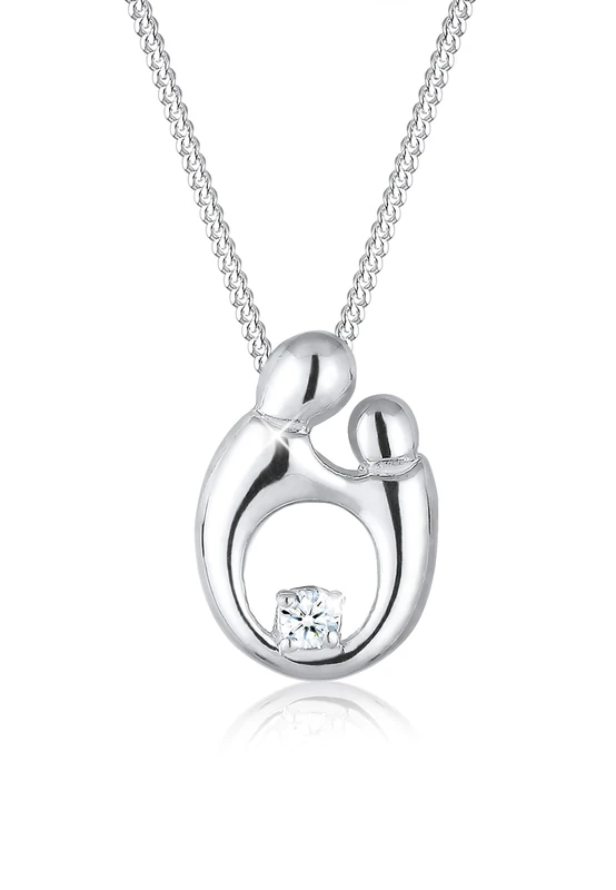 Elli DIAMONDS Necklace Women Mother Child Elegant with Diamond (0.03 ct.) in 925 Sterling Silver