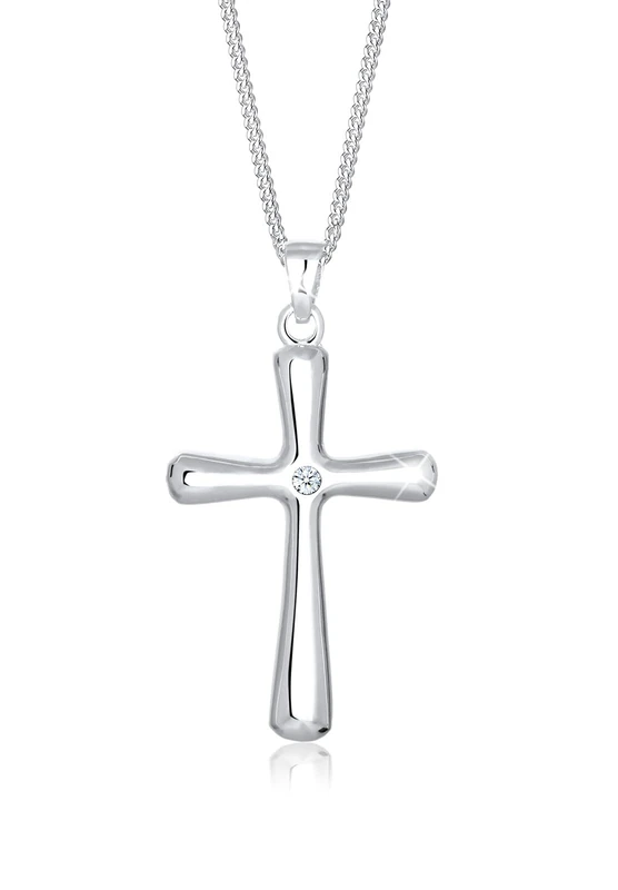 Elli DIAMONDS Necklace Women Cross Pendant Classic with Diamond (0.03 ct) in 925 Sterling Silver