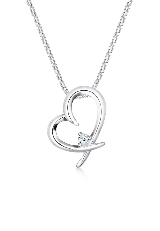 Elli DIAMONDS Necklace Women Heart Pendant Bond Classic with Diamond (0.03 ct.) in 925 Sterling Silver