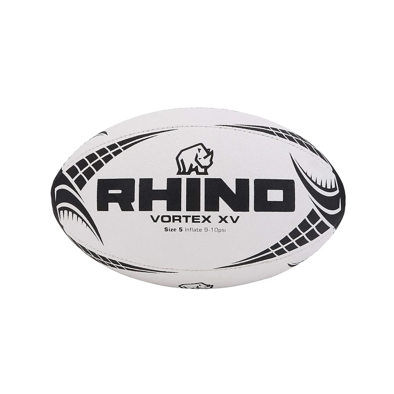 Rhino Unisex Vortex XV Rugby Ball, White, Size 5