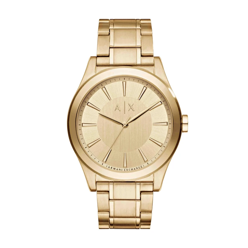 Armani Exchange Nico Men's Quartz Watch with Gold Dial and Gold Stainless Steel Bracelet AX2321