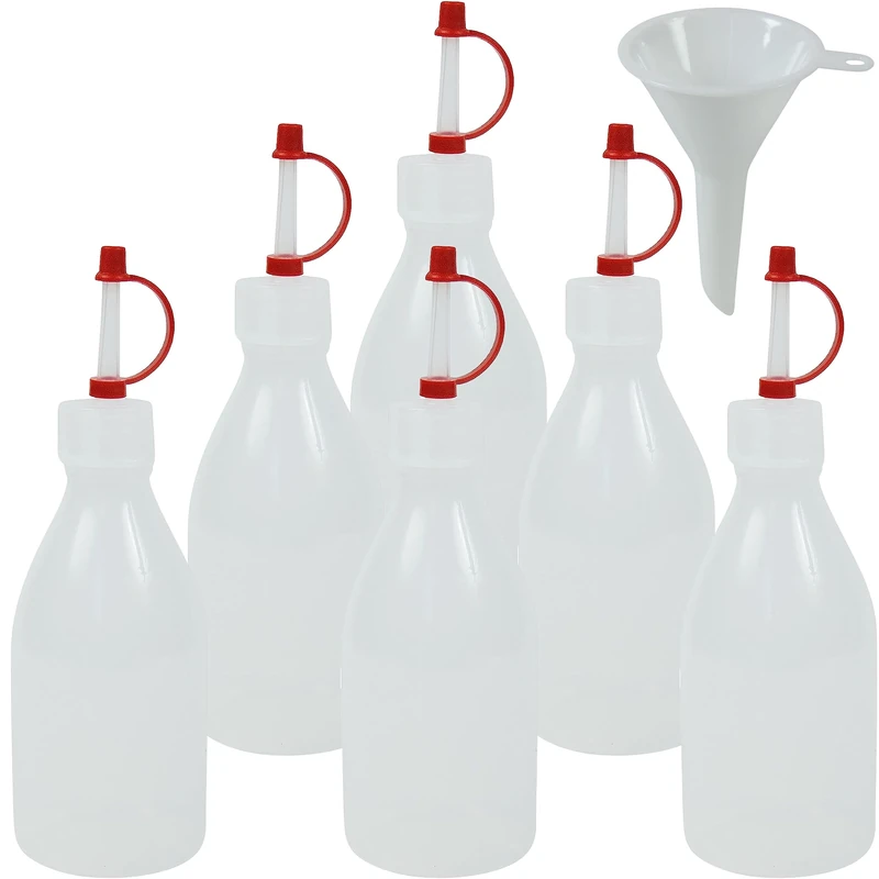 mikken 6 x Dropper Bottles 100 ml with Drip Cap, Spray Bottle, Laboratory Bottle, Medicine Bottle, Plastic with Narrow Neck Made in Germany