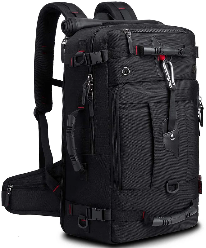 KAKA travel Laptop backpack,canvas rucksack duffel bag laptop weekender travel carry on bags for men,mens canvas rucksack laptop backpack fit 15.6'' Notebook with hidden shoulder strap (khaki) - Image 1