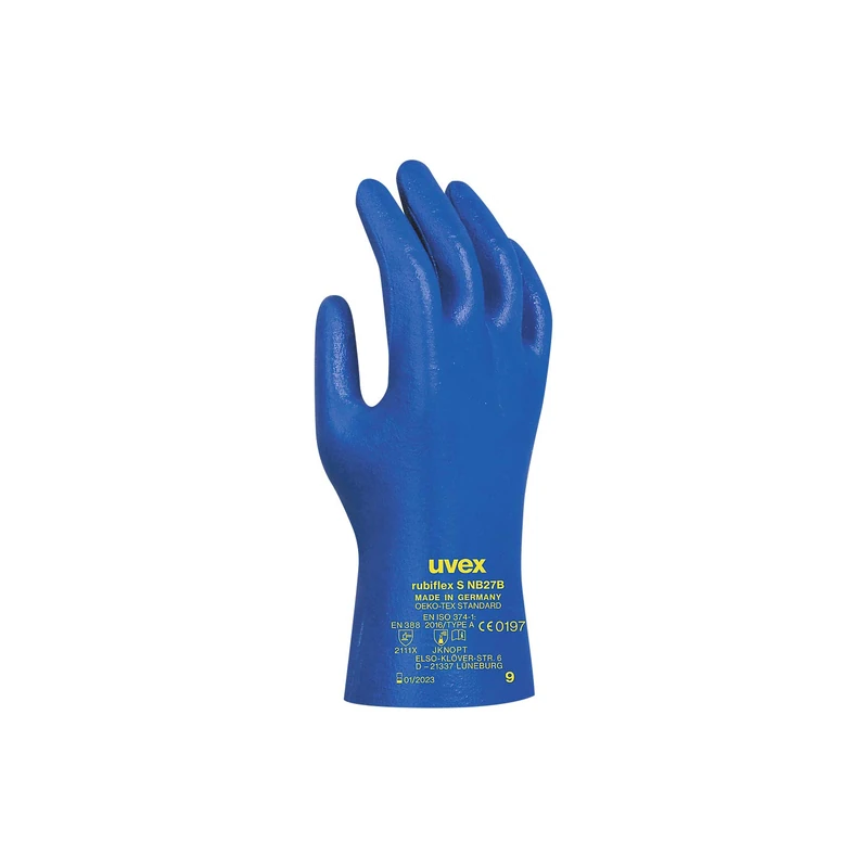 Uvex Rubiflex S NB27B Chemical Resistant Gloves - Size 9, 10 Pairs - Image 1