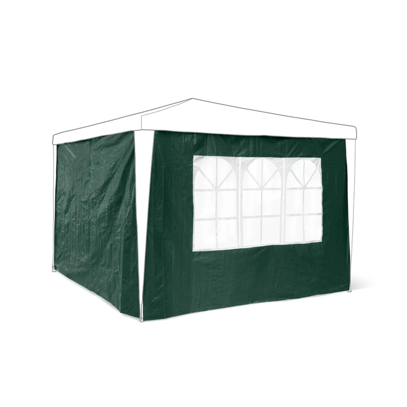 Relaxdays Side Parts Set of 2 for 3x3m Gazebo Pavilion Tent, Walls w Windows for Canopy, Privacy Screen for Party Tent, Green