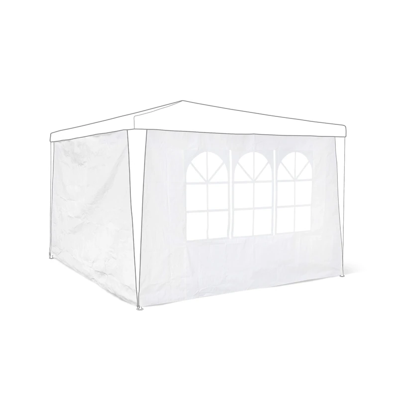 Relaxdays Side Parts Set of 2 for 3x3m Gazebo Pavilion Tent, Walls w Windows for Canopy, Privacy Screen for Party Tent, White