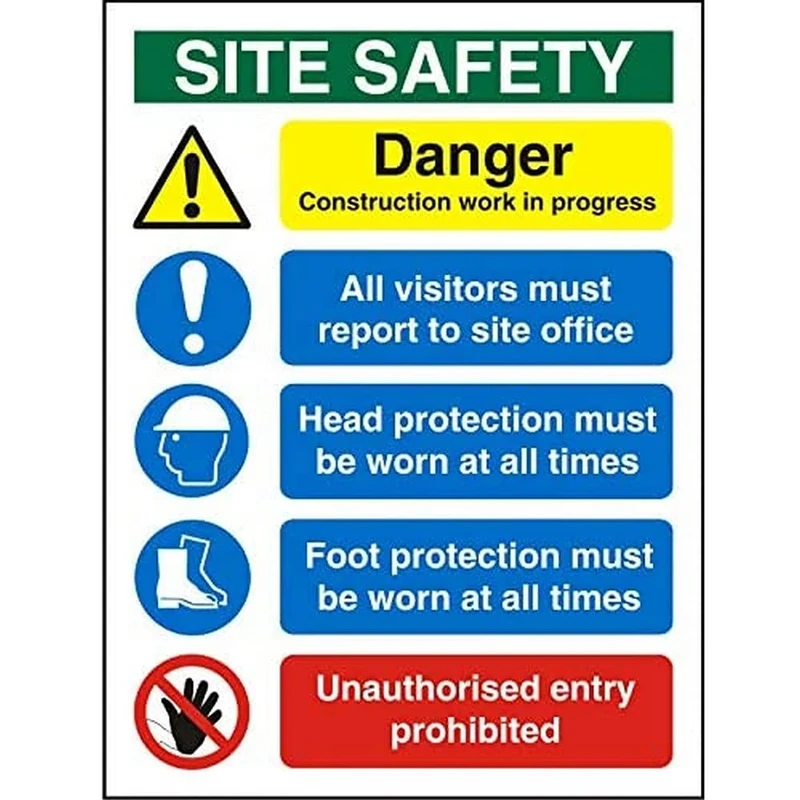 Seco Site Safety, Danger Construction Work in Progress Sign, 600mm x 800mm - 4mm Fluted Board