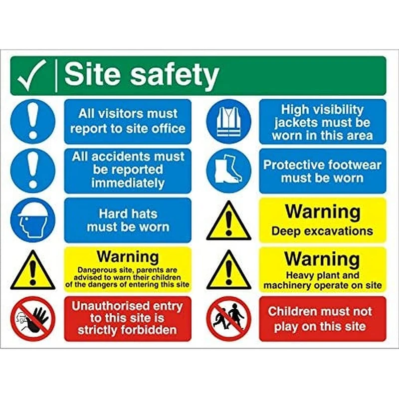 Seco Site Safety, All Visitors Must Report to Site Office Sign, 800mm x 600mm - 4mm Fluted Board - Image 1