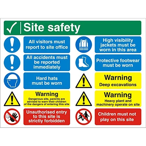 Seco Site Safety, All Visitors Must Report to Site Office Sign, 800mm x 600mm - 3mm Foam PVC
