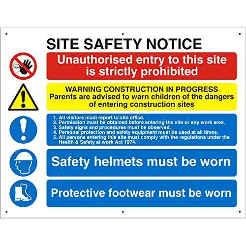 Seco Site Safety Notice Sign, 800mm x 600mm - 3mm Foam PVC