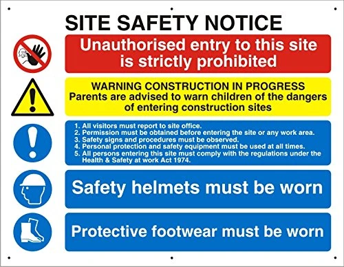 Seco Site Safety Notice Sign, 600mm x 450mm - 3mm Foam PVC