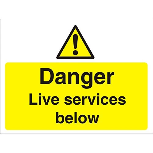 Seco Danger Live Services Below Sign, 600mm x 450mm - 3mm Foam PVC - Image 1