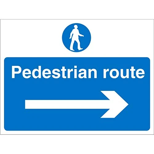 Seco Pedestrian Route with Arrow Pointing Right Sign, 600mm x 450mm - 3mm Foam PVC