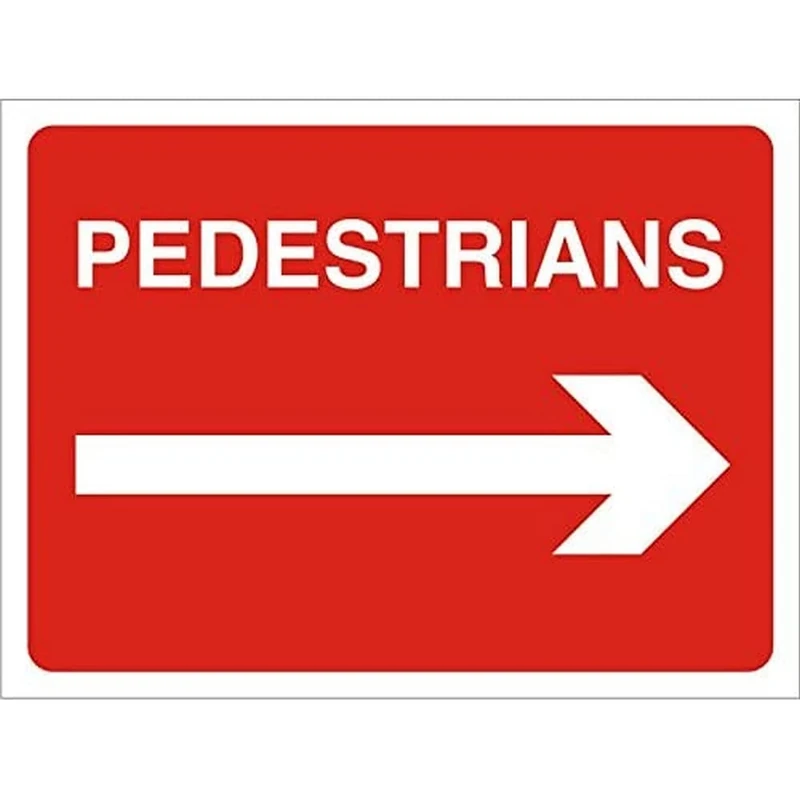 Seco Pedestrians with Arrow Pointing Right Sign, 600mm x 450mm - 3mm Foam PVC