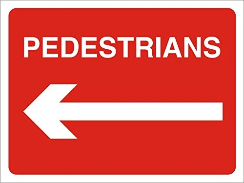 Seco Pedestrians with Arrow Pointing Left Sign, 600mm x 450mm - 3mm Foam PVC