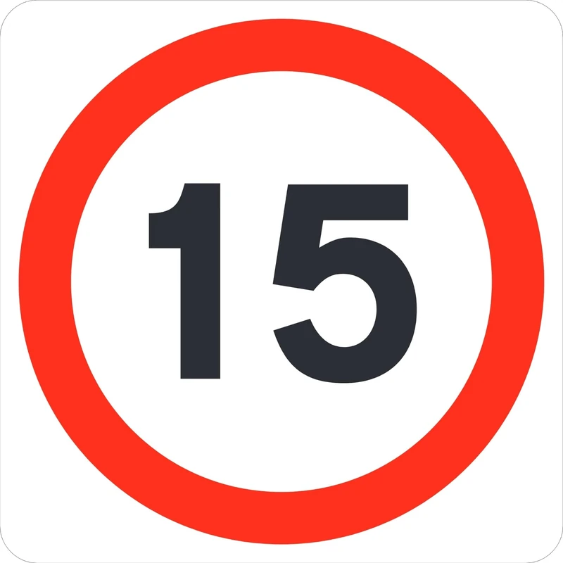 Seco Maximum Speed 15mph Traffic Sign, 450mm x 450mm - 3mm Aluminium Composite