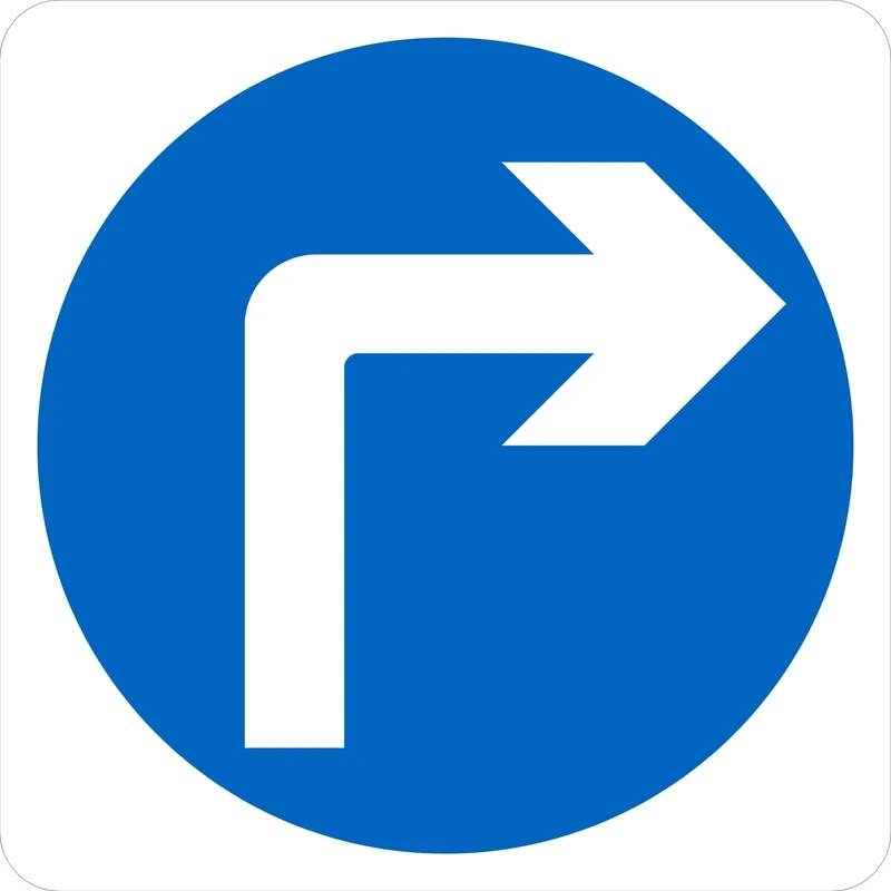 Seco Turn Right Ahead Traffic Sign, 450mm x 450mm - 3mm Aluminium Composite