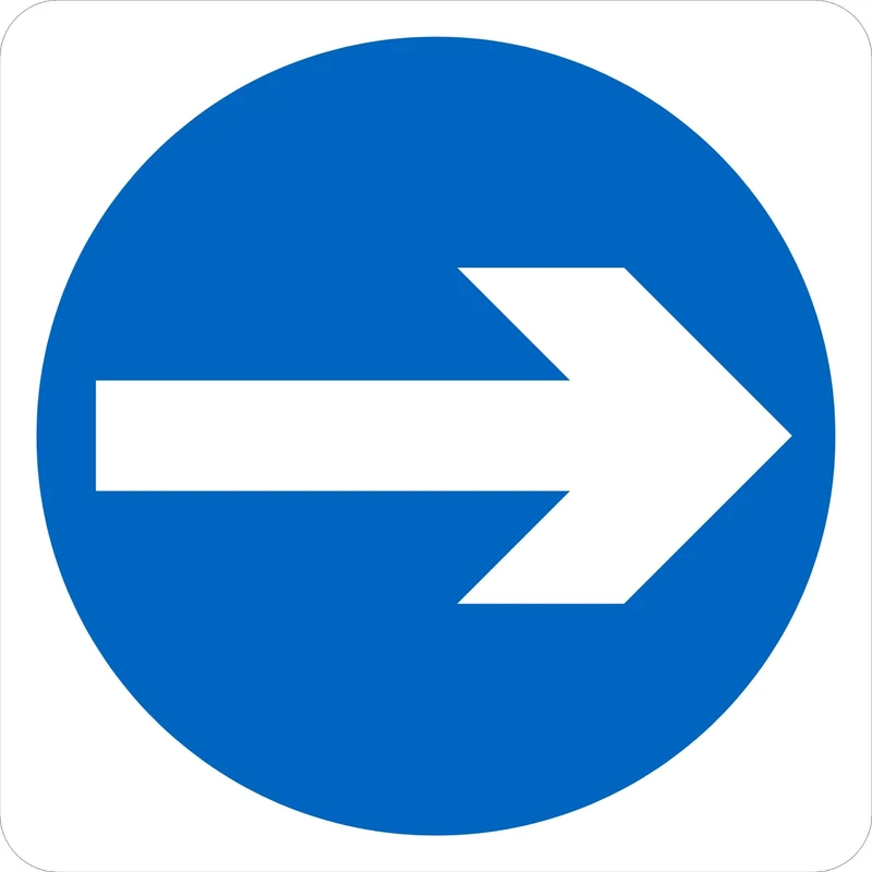 Seco Turn Right Pictogram Traffic Sign, 450mm x 450mm - 3mm Aluminium Composite
