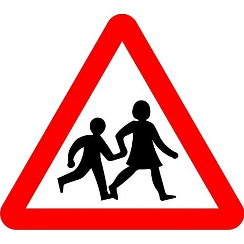 Seco Children Crossing Pictogram Triangular Traffic Sign, 450mm x 450mm - 3mm Aluminium Composite