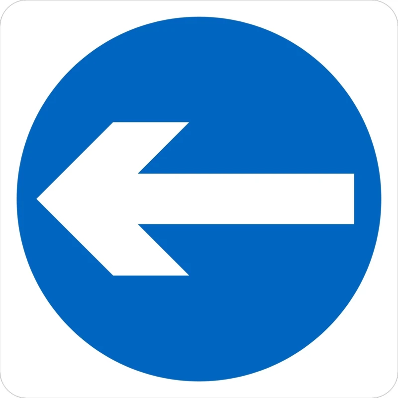 Seco Turn Left Pictogram Traffic Sign, 450mm x 450mm - 3mm Aluminium Composite