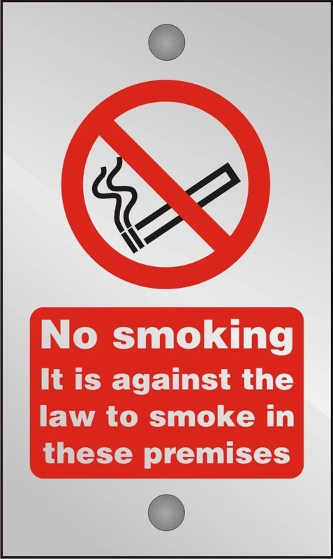 Seco - No Smoking It is Against The Law to Smoke in These Premises Sign, 120mm x 200mm - 5mm Clear Acrylic with Stand Off Fixings