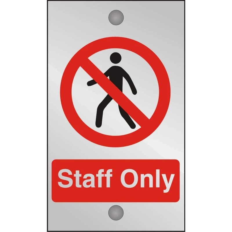 Seco Staff Only Sign, 120mm x 200mm - 5mm Clear Acrylic with Stand Off Fixings