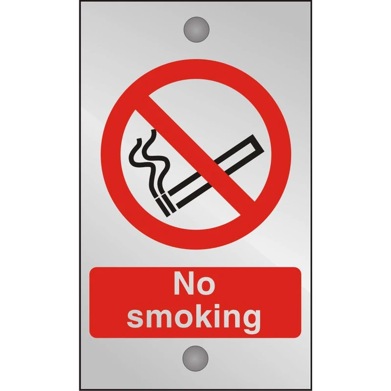 Seco No Smoking Sign, 120mm x 200mm - 5mm Clear Acrylic with Stand Off Fixings