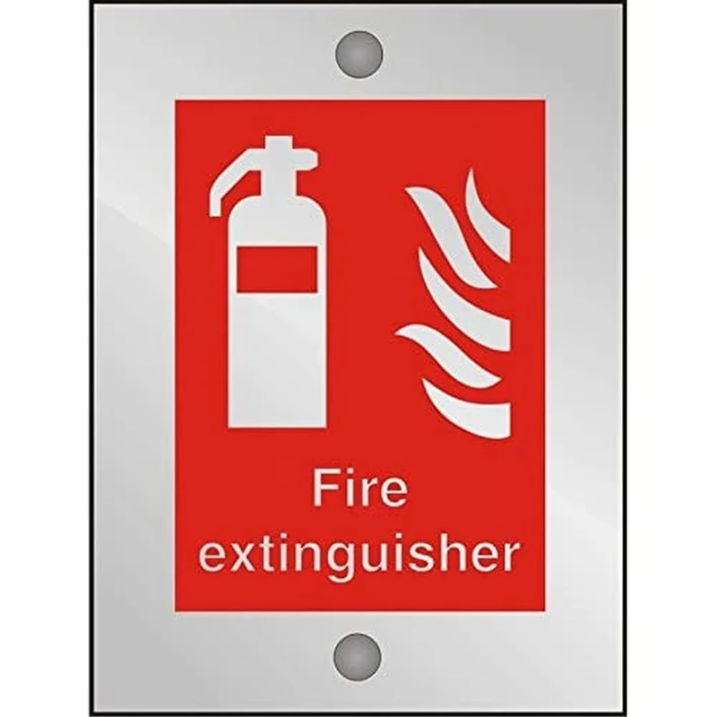 Seco Fire Extinguisher & Fire Sign, 200mm x 150mm - 5mm Clear Acrylic with Stand Off Fixings