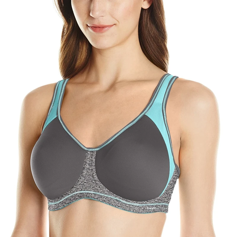 Freya Women's Full Coverage Active Underwire Molded Sports Bra, Grey (Carbon), 28D
