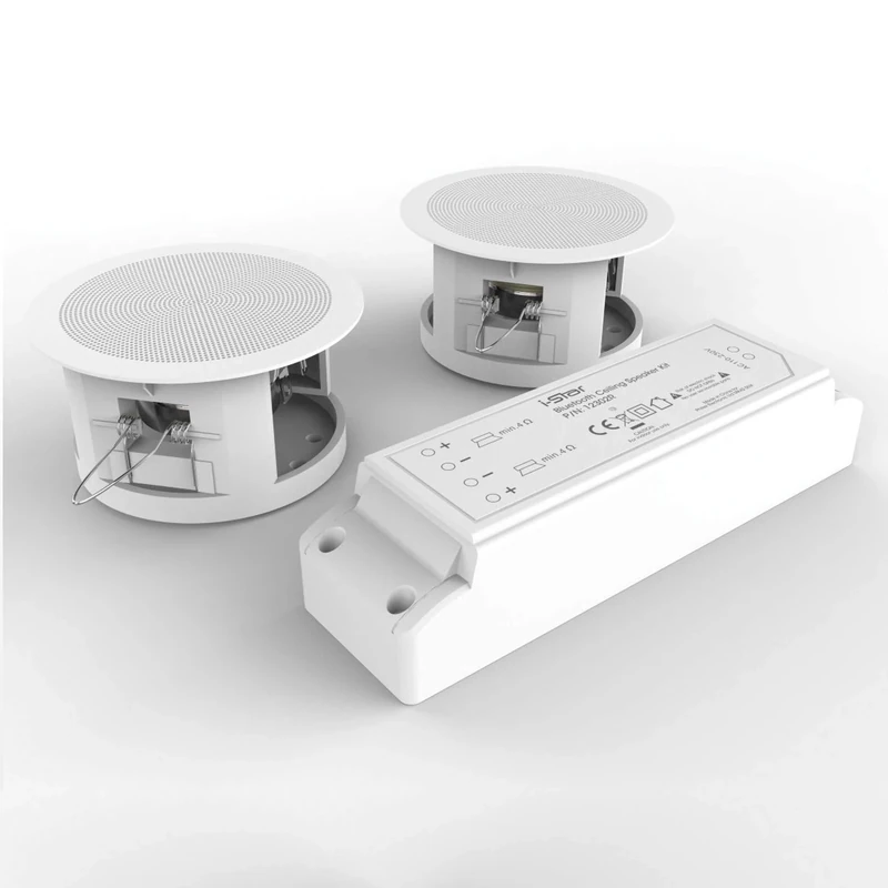 Ceiling Bluetooth Speakers Complete Kit - Easy To Install Ceiling Speakers Fit in Existing Downlight Cut-Out Easy To Pair Bluetooth White