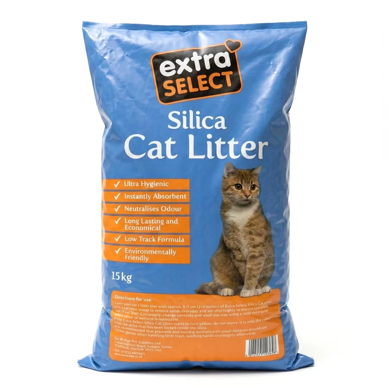 Extra Select Silica Cat Litter - Non Clumping Cat Litter Unscented - 15kg