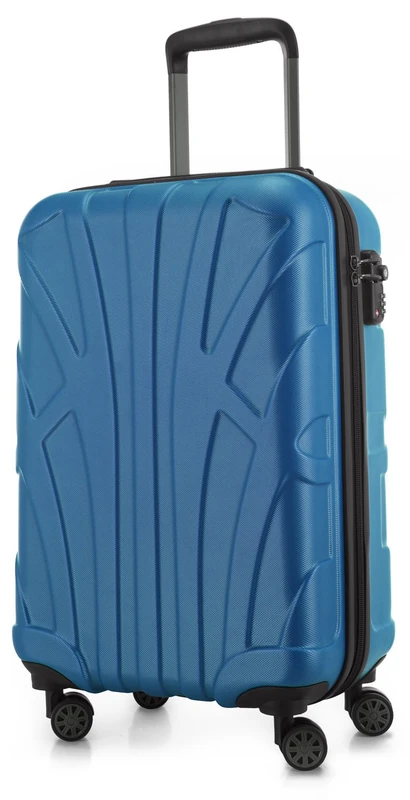 Suitline - Hand Luggage, Carry on Cabin Trolley, Hardshell Suitcase, 100% ABS, 55 cm, 34 liters, Cyanblue