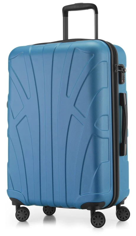 Suitline - Hardshell Suitcase Trolley Travel Luggage Hardcase with Extension, TSA, 66 cm, 58-68 litres, 100% ABS mat, Cyanblue