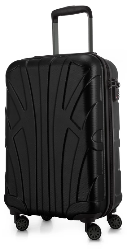Suitline - Hand Luggage, Carry on Cabin Trolley, Hardshell Suitcase, 100% ABS, 55 cm, 34 liters, Black