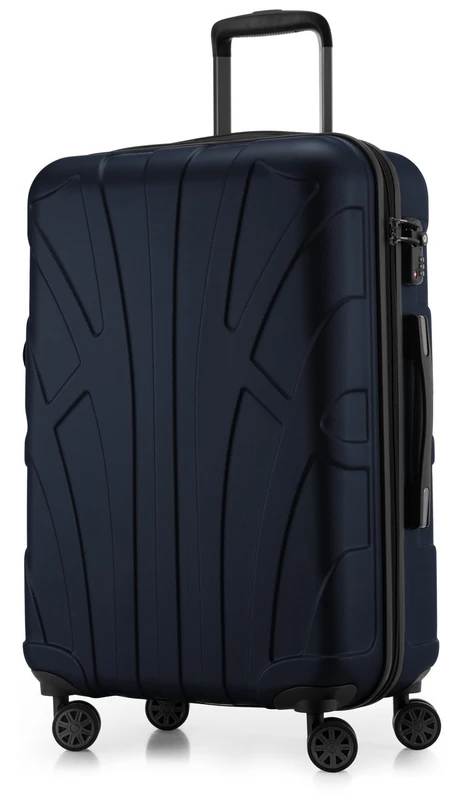 Suitline - Hardshell Suitcase Trolley Travel Luggage Hardcase with Extension, TSA, 66 cm, 58-68 litres, 100% ABS mat, Darkblue