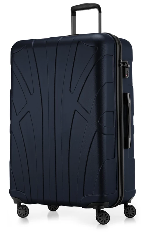 Suitline - Big Hardshell Suitcase Trolley Travel Luggage Hardcase with Extension, TSA, 76 cm, 96-110 liters, 100% ABS mat, Darkblue